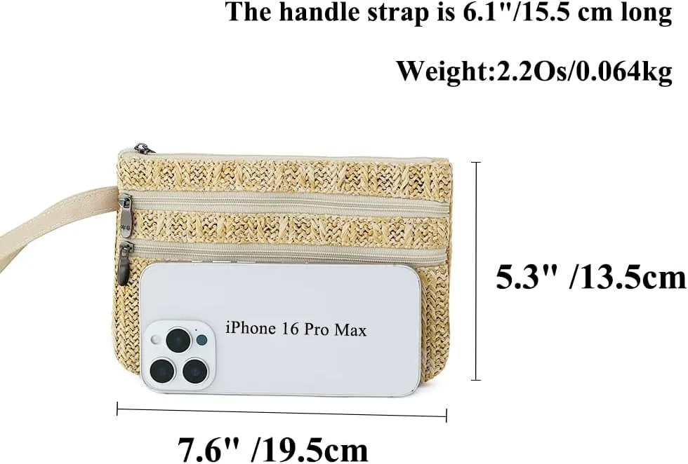 Zip Clutch Purse with Detachable Strap