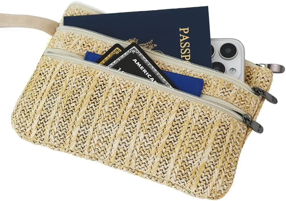 Zip Clutch Purse with Detachable Strap